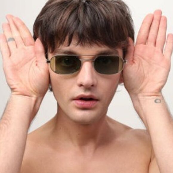 Off-White Off-White OERI14H LYNN 7650 Sunglasses Gold Oval Frame, Green Lenses - Picture 2 of 10